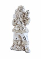 11" Antiqued Silver Santa With Toys