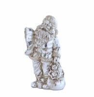 11" Antiqued Silver Santa With List