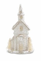 9" LED Antiqued Silver Two Peak Glass House