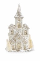 9" LED Antiqued Silver Five Peak Glass House