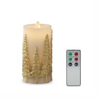 7.75" LED Gold Tree Fountain Candle