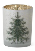 5" x 4" Green Tree Frost Votive Glass