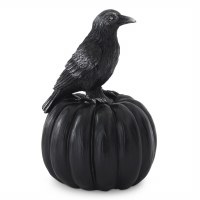 8" Black Crow on Pumpkin