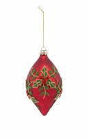5.75" Red Holly Diamond Glass Ornament