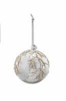 5" Silver Branch Ball Glass Ornament