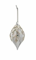 6.25" Silver Branch Diamond Glass Ornament