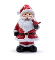 4.5" Polyresin Red Santa With Cardinal