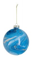 4.7" Blue Swirl Ball Glass Ornament