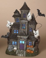 10" LED Three Ghosts on the Roof of a House Figurine