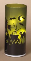 8" LED Green Halloween Scene Cylinder