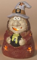 6" Red Witch Ceramic Tealight Holder