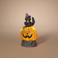10" LED Cat on a Swirl Jack-O-Lantern Water Globe