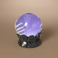 6" LED Skeleton Hands Around a Smokey Water Globe