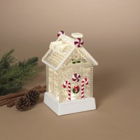 7" LED Candy cane House Glitter Swirl Lantern