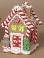 6" LED Gingerbread Man Outside a Gingerbread House Figurine
