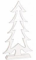 18" Distressed White Flat Openwork Wood Chistmas Tree Figurine