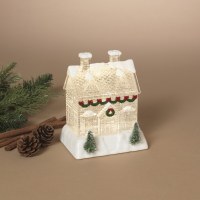 6" LED Clear and White Spinning Glitter House
