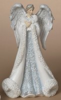 10"  Silver and White Angel Praying Polyresin Statue