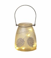 6" LED Frost Pinecone Glass Lantern