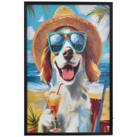 36" x 24" LED Dog Beach Framed Plaque