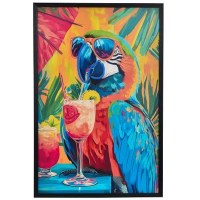 36" x 24" LED Parrot With Drink Framed Plaque