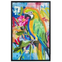 36" x 24" LED Parrot With Flower Framed Plaque