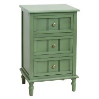16" Green Three Drawer Chest Table