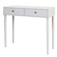 34" White Two Drawer Console Table
