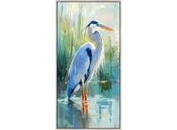 62" x 32" Blue Heron 1 Coastal Canvas in a White Frame