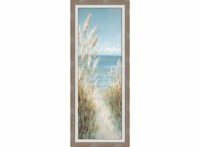 40" x 16" Sea Oats 1 Gel Textured Coastal Print in a Brown Wood Frame