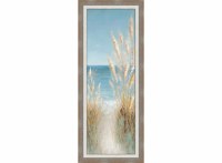 40" x 16" Sea Oats 2 Gel Textured Coastal Print in a Brown Wood Frame
