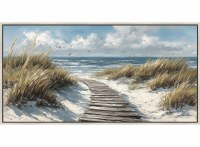 32" x 62" Beach Path With Birds in the Sky Coastal Canvas in a White Frame