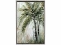 44" x 34" Two Palm Tree Gel Textured Coastal Print in a Distressed White Frame
