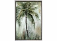 44" x 34" One Palm Tree Gel Textured Coastal Print in a Distressed White Frame