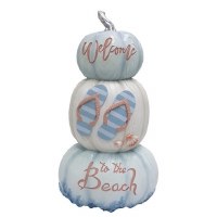 18" Flip Flop "Welcome To The Beach" Triple Pumpkin Stack