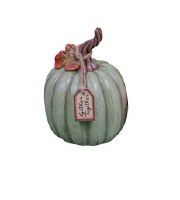 4" Green Pumpkin With "Gather Together" Tag
