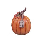 4" Orange Pumpkin With "Harvest Blessings" Tag