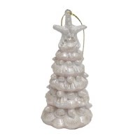 4" Iridescent White Shell Tree Polyresin Ornament