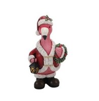 7" Christmas Flamingo With Lantern
