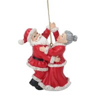 4.5" Red Mr. and Mrs. Claus Dancing Ornament