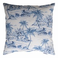 18" Sq Blue Palm Trees Decorative Coastal Pillow