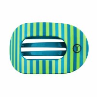 Medium Blue and Green Stripes Flat Round Hair Clip