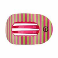 Medium Pink and Green Stripes Flat Round Hair Clip