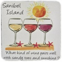 4" Sq Sanibel "What Kind of Wine Pairs Well..."