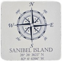 4" Sq Sanibel Compass Coaster