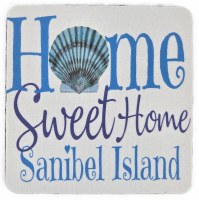 4" Sq Sanibel "Home Sweet Home" Coaster
