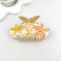 Small Yellow Multi Starfish Coastal Hair Clip