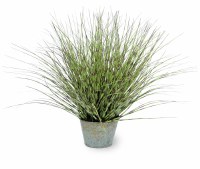 20" Faux Dark Green Grass in a Tin Pot