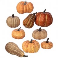Box of Nine Orange and Taupe Faux Filler Pumpkins
