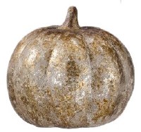 6" Squat Silver and Gold Ceramic Pumpkin